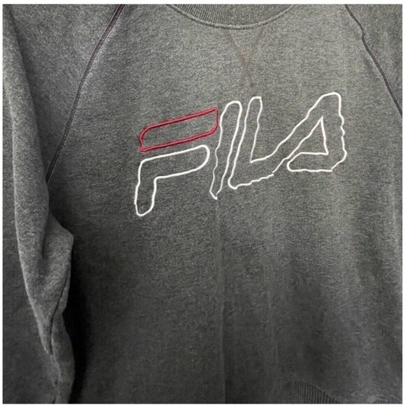 Fila Grey Sweatshirt Small Logo Crewneck Pullover Athletic Streetwear - Picture 2 of 5